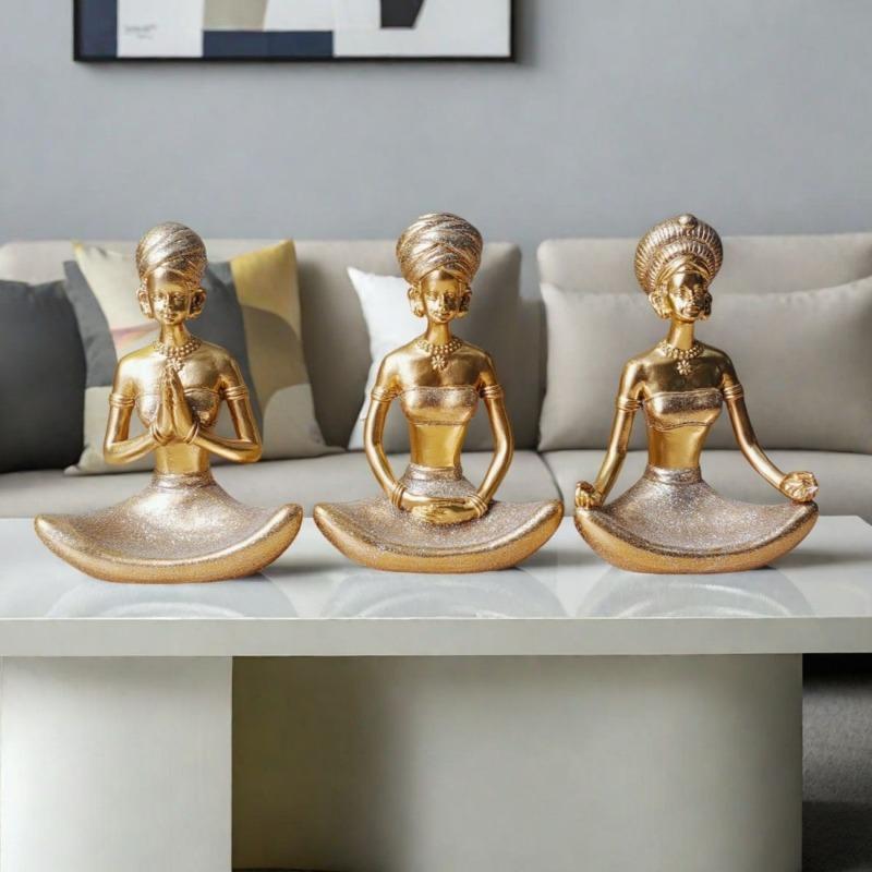 Creative Resin Yoga Ornament Exquisite Character Sculptures Handicrafts Living Room Office Bookshelf Yoga Ornament Female Statue