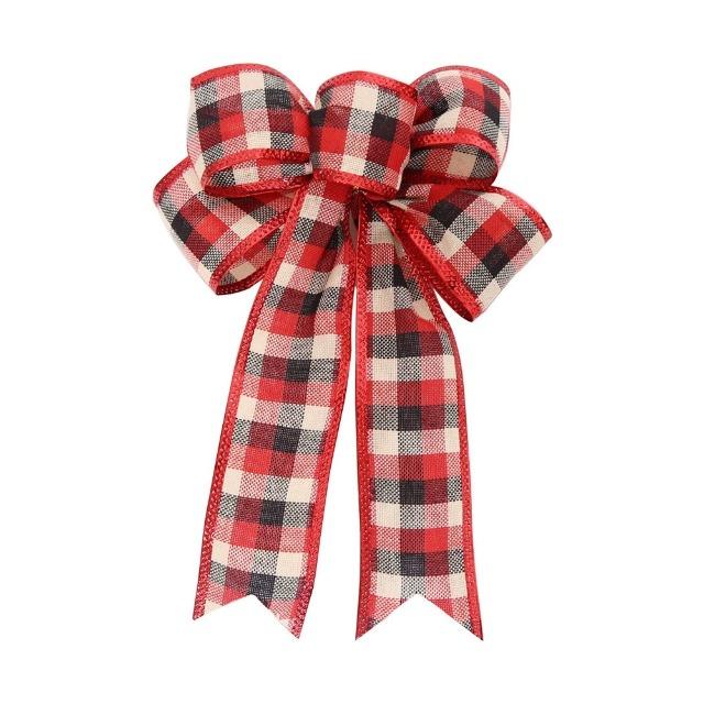 Christmas Bows Hanging Ornament - Linen & Cotton Material Xmas Tree Decorations for Home DIY Holiday Party Front Door Bedroom