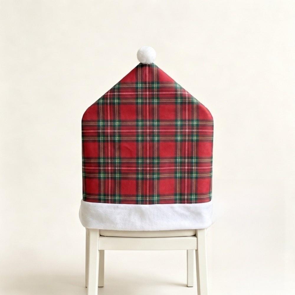 Santa Claus Chair Protective Slipcover Stripe Grid Stool Cover Christmas Chair Cover Xmas Party