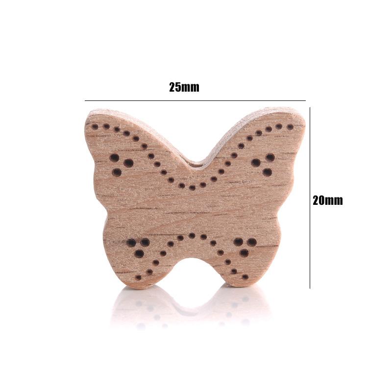 10Pcs Natural Beech Wooden Beads Cat Heart Butterfly Rainbow Cat Teethers Beads for Baby Necklace Pacifier Chain Crafts Jewelry