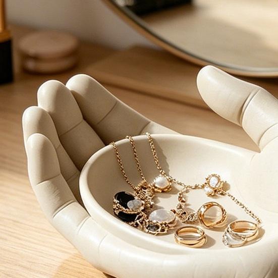 Jijijing 3D Printed Palm Shape Decorative Tray, Smooth Matte Texture Sculpture for Valentine Day Anniversaries Birthdays Home Decor