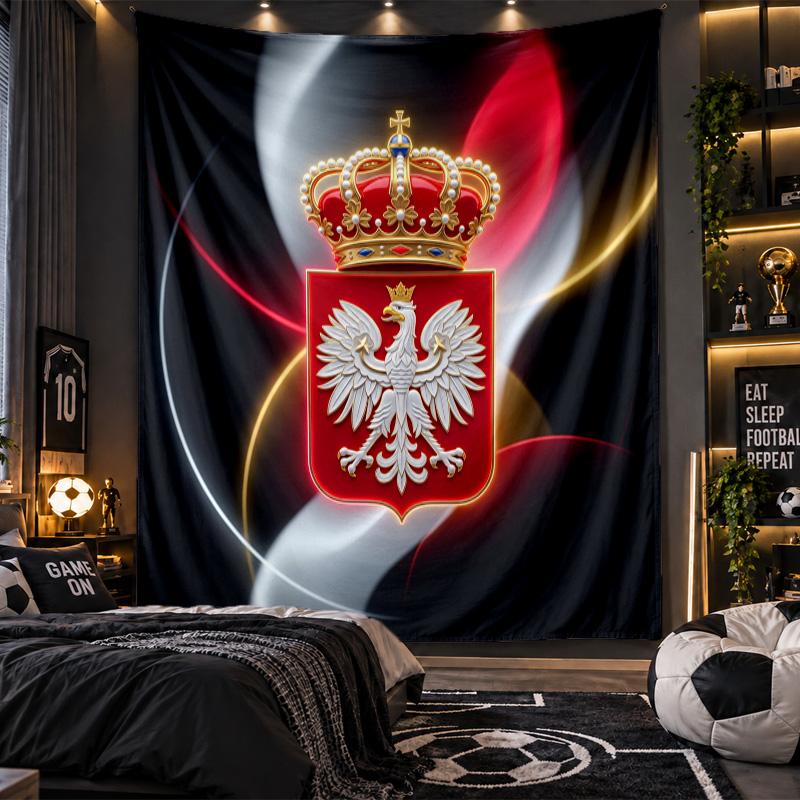 Wall Hanging Tapestry Poland Football Print Cloth for Living Room Bedroom Home Decor