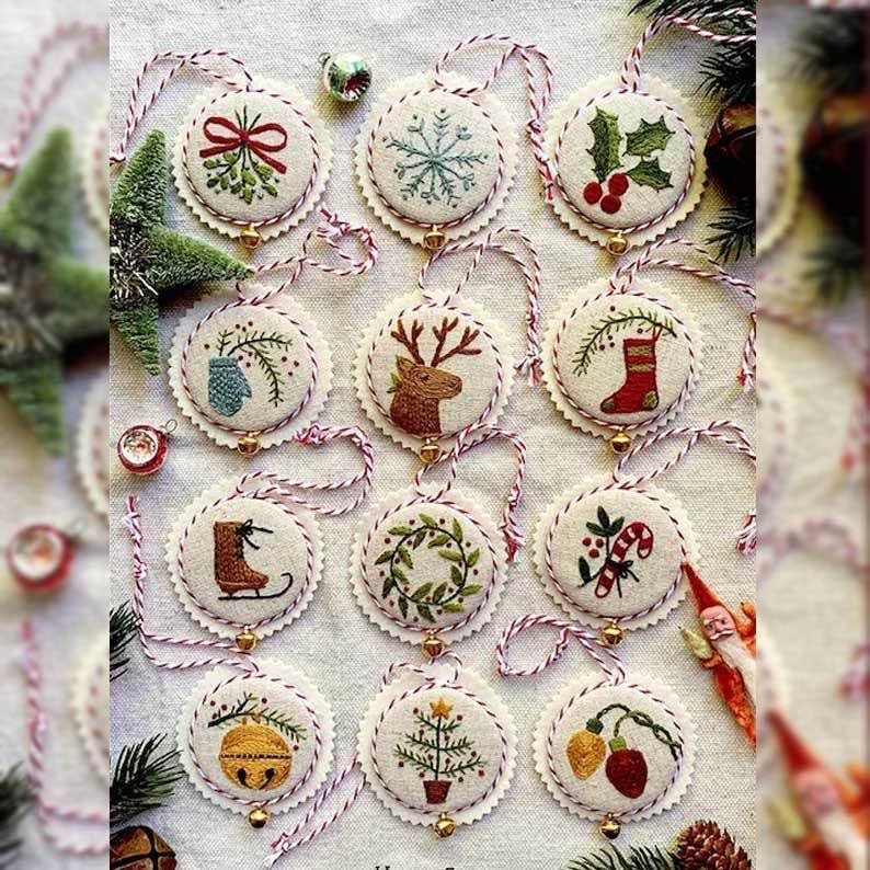 Hand Needlepoint Embroidery Christmas Ornaments Kits for Beginners, Complete Needlepoint Starter Set with Easy & Instructions
