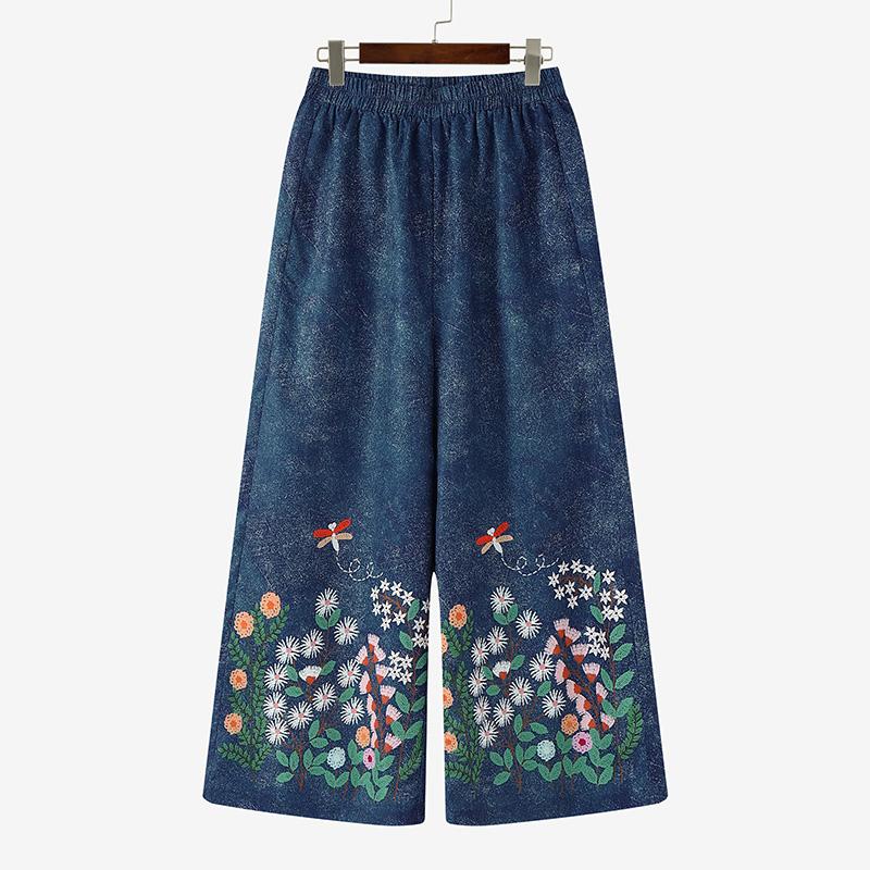 ZANZEA Dámské ležérní kalhoty s elastickým pasem, volné, s květinovým potiskem