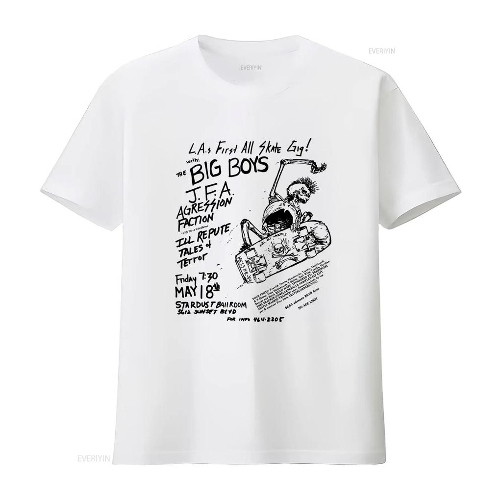 Big Boys JFA Aggression Faction Vintage Flyer Skate Gig T shirt Retro Punk Rock Style vintage Washed Stylish streetwear fashion
