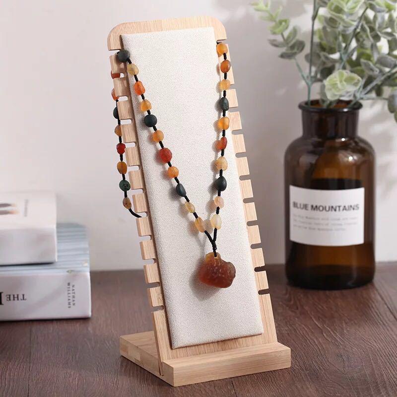 Bamboo and Wood Necklace Display Stand for Jewelry Accessories and Store Window Props