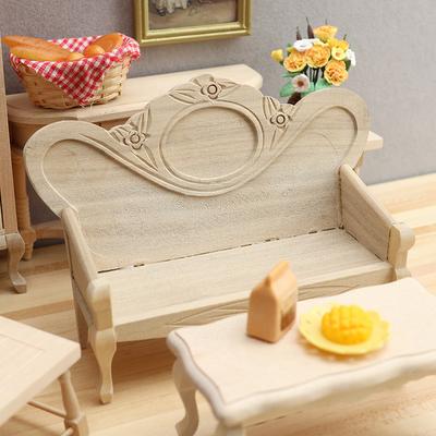 1:6/1:12 Dollhouse Miniature Wood Sofa Chair Furniture Living Room Model Decor Toy Doll House Accessories