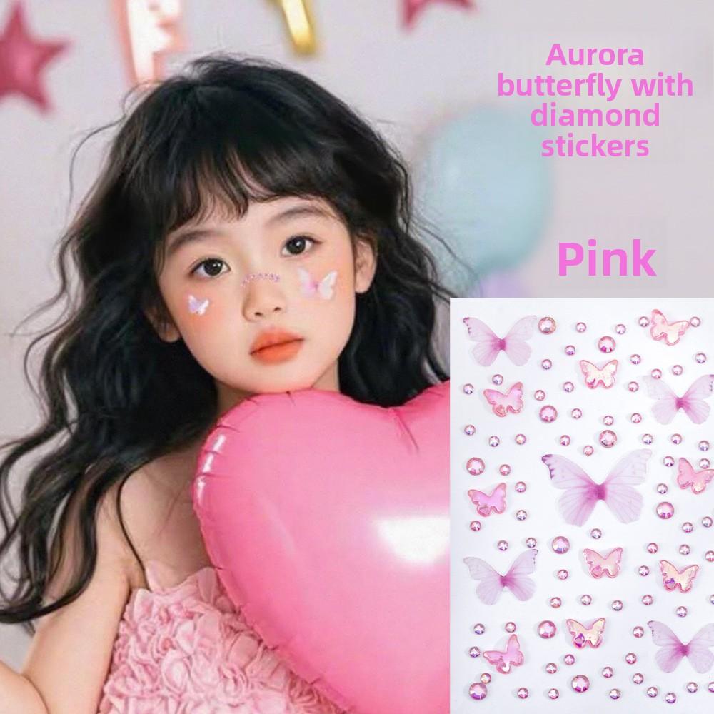 Children s Cosmetic Diamond Stickers, Crystal Gemstones, Kindergarten Facial Aurora Butterfly Decorative Diamond Stickers, Gifts