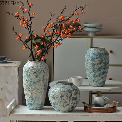 Retro Coarse Ceramic Vase Uneven Surface Plant Pots Table Decoration Flower Arrangement Floral Vases Room Aesthetic Decor