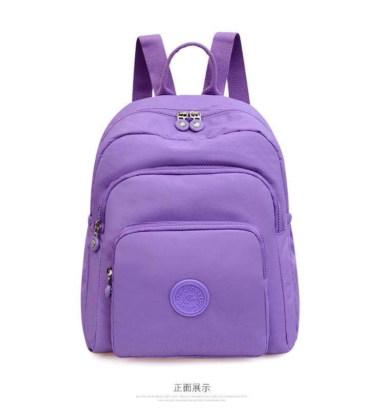 Middle-aged women's backpack new light casual nylon bag solid color multi-layer simple and fashionable small backpack