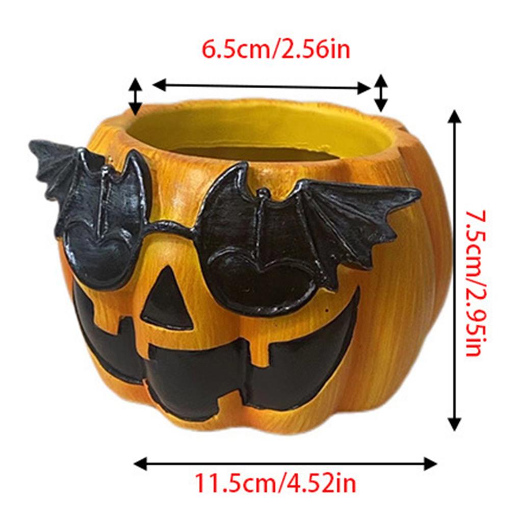 Halloween Pumpkin Flower Planter Pot Planting Container Resin Flowerpot Plant Growing Bowls Nursery Supplies Garden Decoration