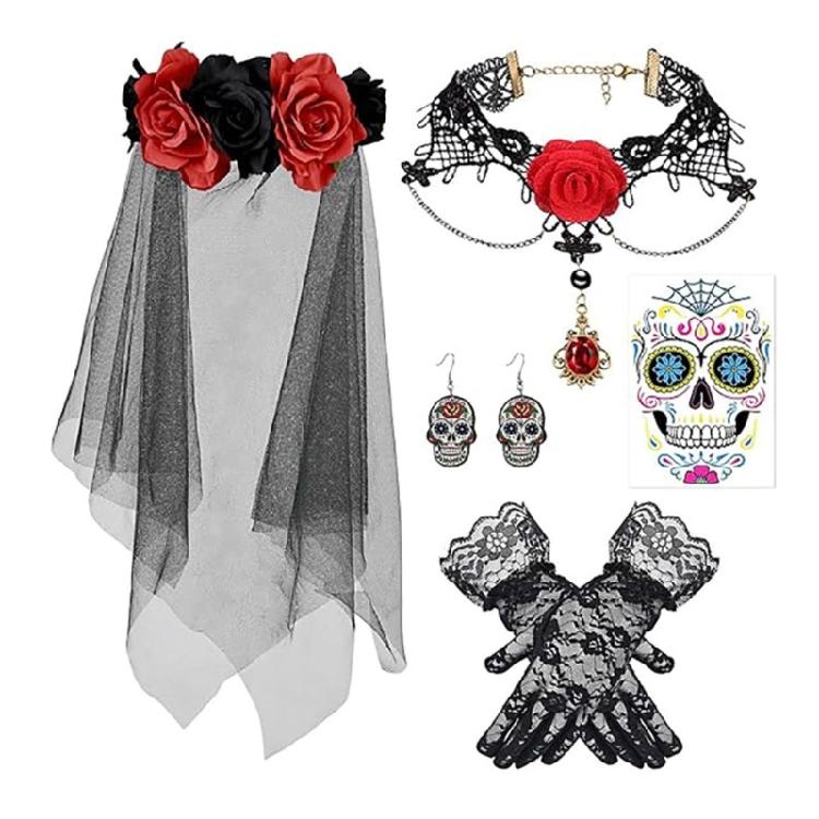 Набор головных уборов и перчаток для мероприятия на тему ужасов Длинный 1