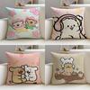 Friendly LLine Friends PuppyS Cushion Cover Breathable and Skinfriendly Linen Pillowcase Square Removable and Washable Cushion