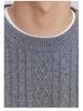 Men's Grey Cable Knit Pullover: 2024 Autumn/Winter, Round Neck, Slightly Loose, Long Sleeve Knitwear.