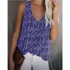 Fashion Summer Loose Casual V-Neck Printed Colourful Sleeveless Vest Top