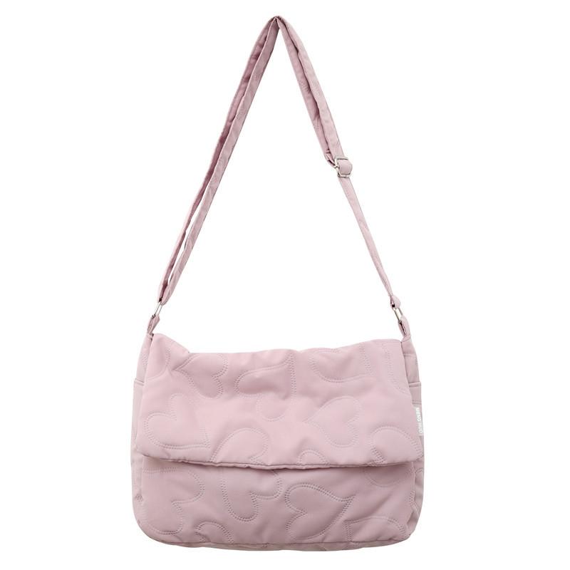 Wind cotton bag, lazy style literary and artistic large-capacity girl student mailman bag, solid color shoulder bag