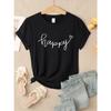 Simple Happy Love Printed Tee Shirts Women Summer Hip Hop T Shirt All-Match Casual Short Sleeve Modal Multicolor Clothing