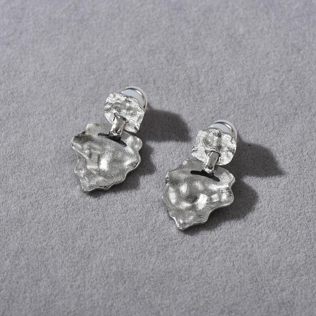 Retro Metal Pleated Irregular Copper Plated 18K Real Gold S925 Silver Needle Earrings Unique Personality Earrings Women