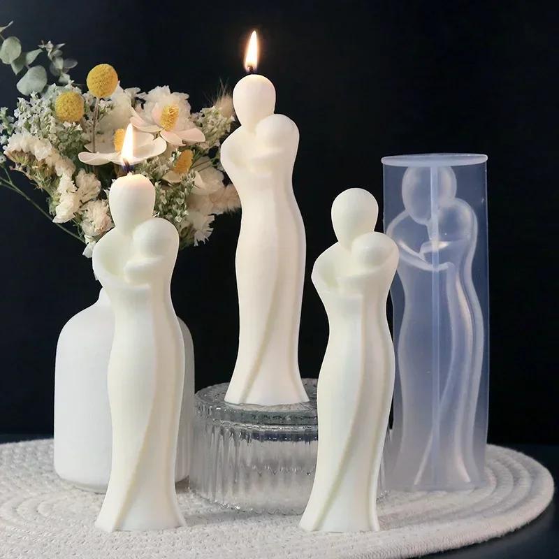 Large 3D Mother and Child Silicone Candle Mold Carving Art Aromatherapy Plaster Home Decoration Mold Mothers Day Gift