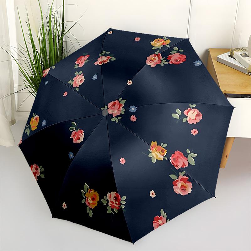 1 Stück Floraler Stoff Automatischer Regenschirm Langlebiger Eisenrahmen & Kunststoffgriff, Geschenk für Männer & Frauen, Stabile Konstruktion yy250905205