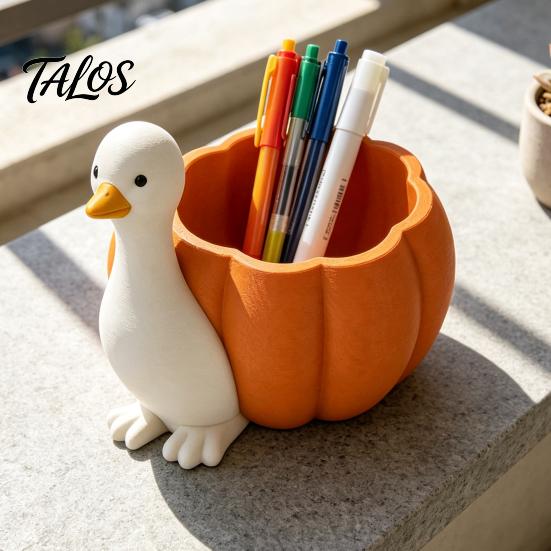 Gift for Students Cute Goose Pen Holder, Large Capacity Compact Size Container, 3D Office Desk Accessories Print PLA Stationery Organizer Pens