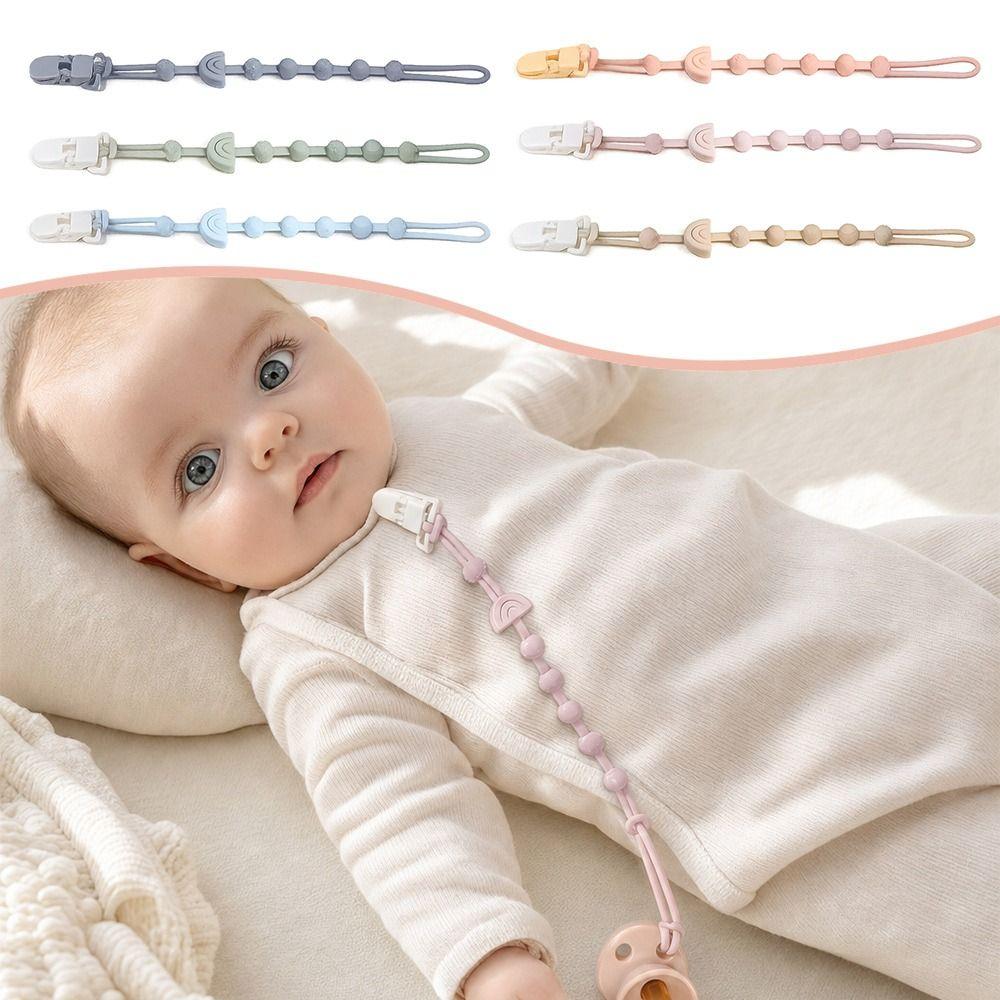 Anti-Lost Baby Pacifier Clip Solid Color Dummy Chain Silicone Pacifier Chain Newborn Infant Baby