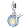 Argento 925 Fascino Conchiglia Blu Perla Marina Animale Tartaruga Stella Marina Ciondolo Adatto Bracciale Collana Gioielli Fai da Te