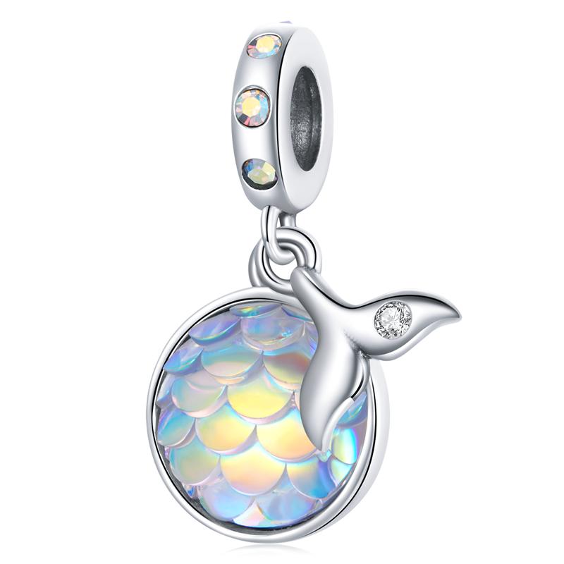 Argento 925 Fascino Conchiglia Blu Perla Marina Animale Tartaruga Stella Marina Ciondolo Adatto Bracciale Collana Gioielli Fai da Te