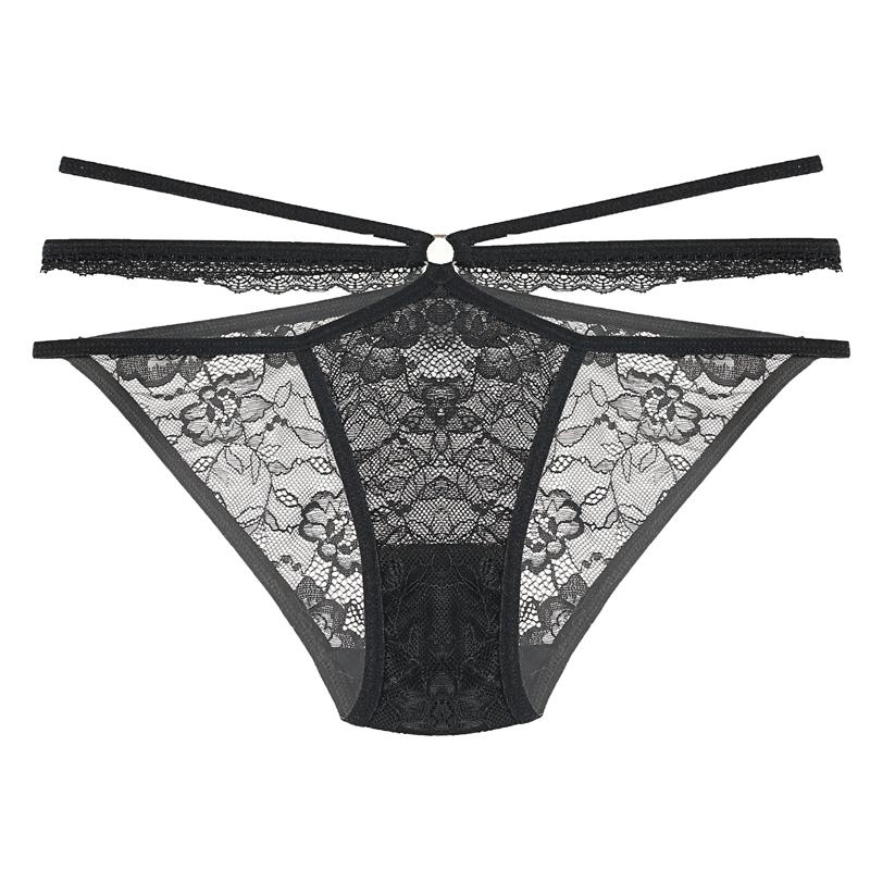 

Женское сексуальное женское белье стринги кружевные трусики женские с низкой талией перекрестные повязки прозрачное искушение нижнее белье комфортное интимное M чёрный