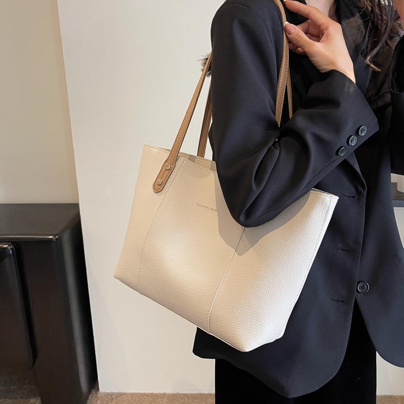 

Fashi Solid PU Simple Messenger Bag for Women New Style Large Capacity Commuter Shoulder Bag Hot Selling Niche Top-Handle Bags бежевый