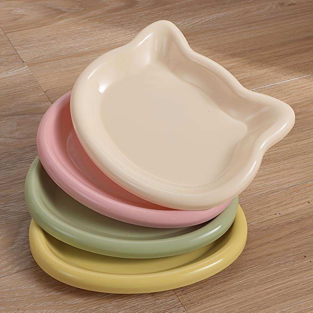 4er Mehrfarbiges Plastik-Katzennapf-Set, Kategorie Haustierbedarf, Cartoon-Katzenform-Design, Rutschfester Boden zur Vermeidung von Verrutschen
