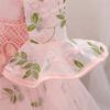 Vestito da bambina Vestito gonfio da bambina Piccola Prima Festa Principessa Gonna Girocollo Gonna floreale Stile principessa