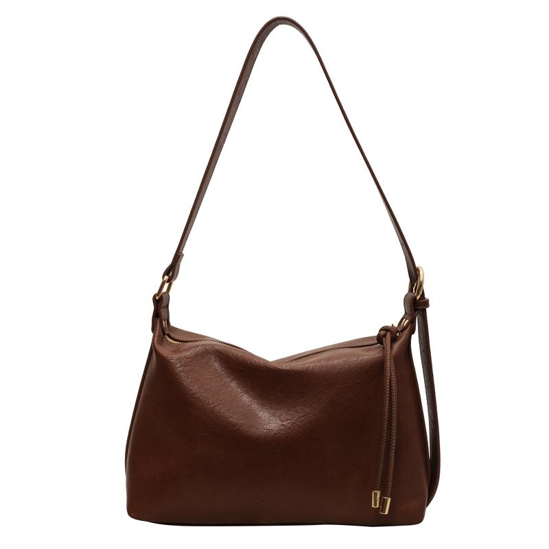 Solid Color Commuter Large Capacity Shoulder Bag Female Leather Crossbody Bag Underarm Dumpling Bag for Women