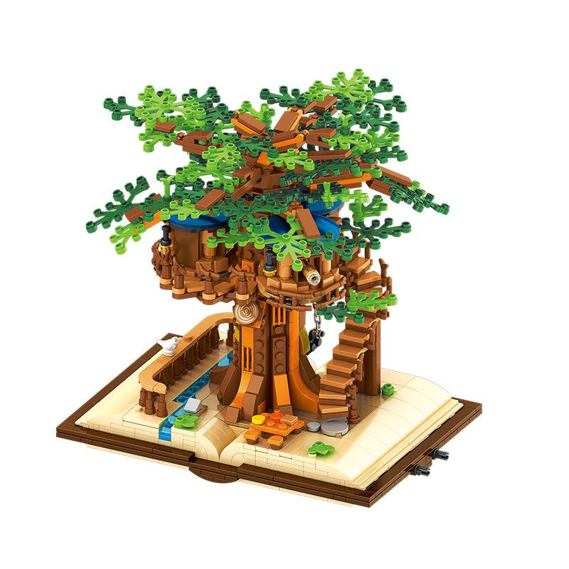 Creative Magic Book Building Block Magic Castle Tower Tree House Model Figure 3D Train Assembled Brick Toys for Birthday Gift No Box