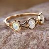 Geometric Oval White Fire Opal Engagement Rings for Women Creative Wedding Engagement Party Jewelry Gift