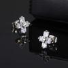 Cross Zircon Stud Earrings for Men Boys,Hip Hop Black White CZ Stone Metal Earring,Trendy Jewelry Gifts