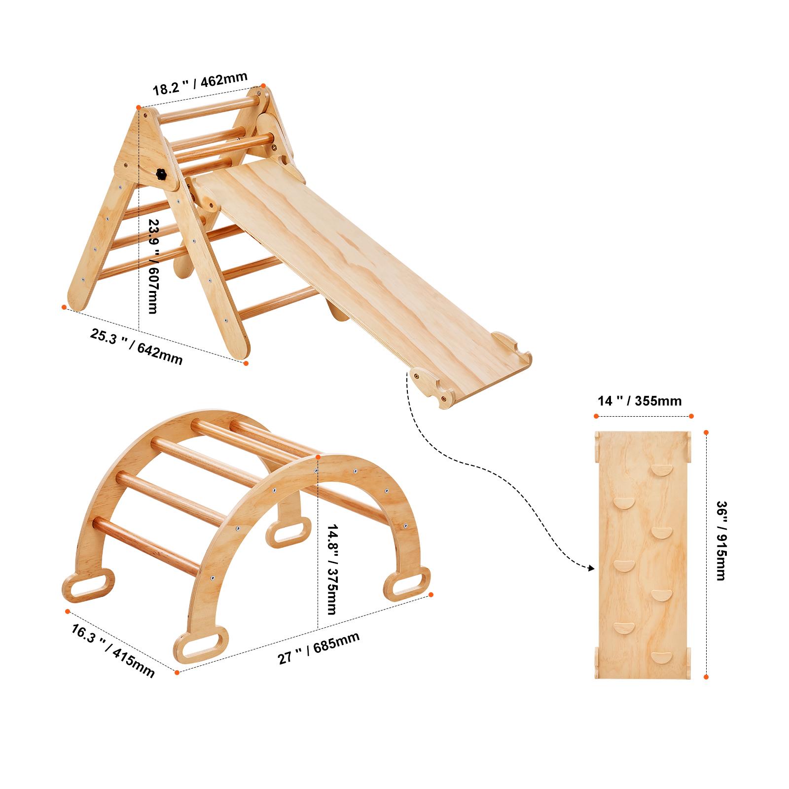 

SucceBuy Набор треугольника Пиклера 5 в 1 Игрушки для лазания для малышей Крытая игровая площадка Малыши 1-3 года Большой размер Деревянный набор для лазания