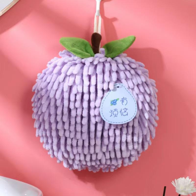 Cute Chenille Hand Towel Kitchen Bathroom Hand Ball With Hanging Loop Quick Drying Soft Absorbent Towel Home Tool