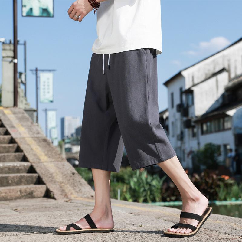 Summer Casual Linen Short Pants New Cotton Straight Mens Lightweight Shorts Large Solid Color Gym Fifth Beach Short Pants