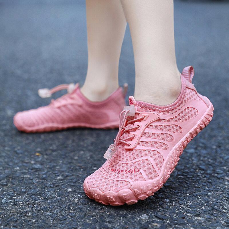 Kids Light Breathable Aqua Shoes Boys Girls Quick Dry Mesh Wading Sneakers Non Slip Beach Water Sports Footwear for Surfing Swimming