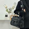 Retro Tote Bag PU Soft Motorcycle Bags Travel Zipper Pocket Fashi Crossbody Pack Outdoor Camping Hiking Weekend Satchel Women