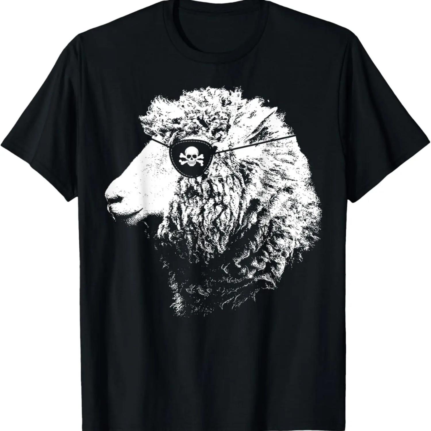 

Pirate SHEEP Shirt With Eye Patch Skull Funny T-Shirt S чёрный