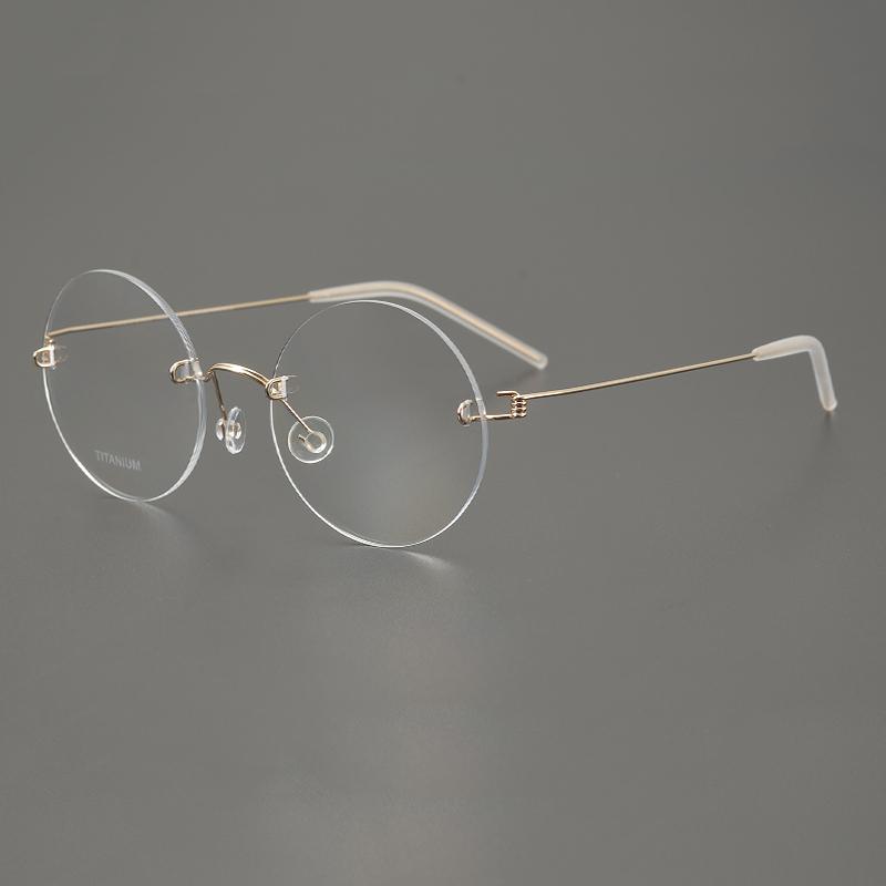 2025 Denmark Brand Fashion Round Rimless Glasses Frame Men Women Pure Titanium Ultralight 6g Eyeglassess Retro Eyewear Classic