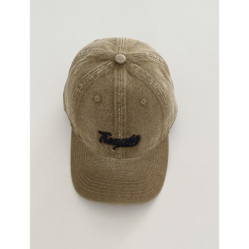 Baseball cap women's four seasons versatile heavy industry washed old embroidery cap deep top big head circumference hat men show small face