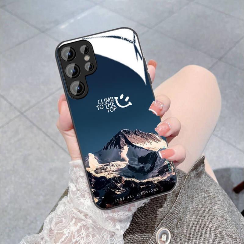 Snow Mountain Is Suitable for Samsung S24ULTRA Mobile Phone Case S23 Glass Mirror S22 Trendy Brand A52A54 Boys New A14