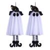 Halloween Hanging Ghosts with Witch Hat Glowing Ghost Witch Hat Lights Creepy Garden Yard Party Decorations