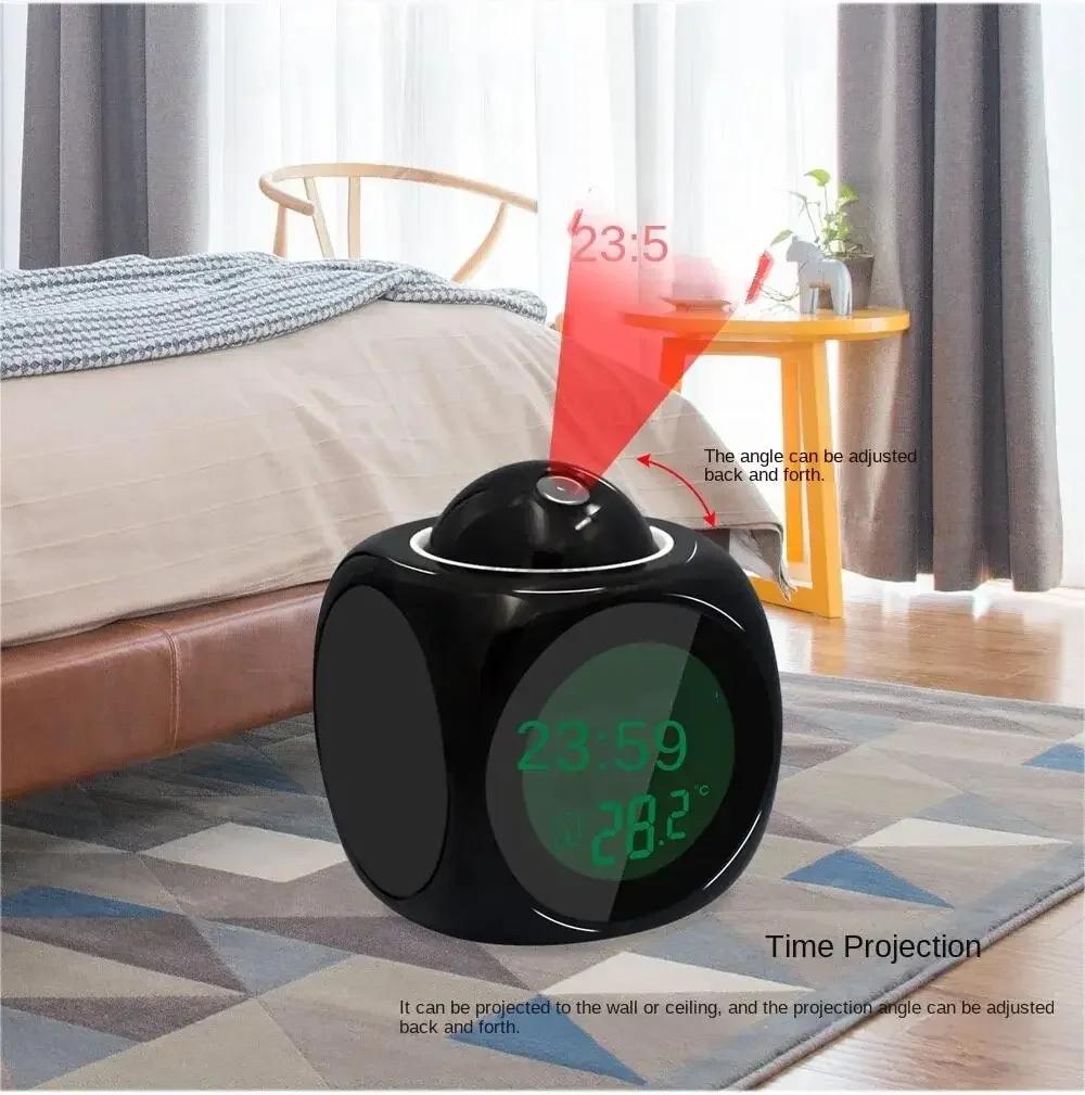 Projection Alarm Clock Ceiling Display Snooze Desk Table Clock Voice Multifunction Digital Projection Clock Temperature Display