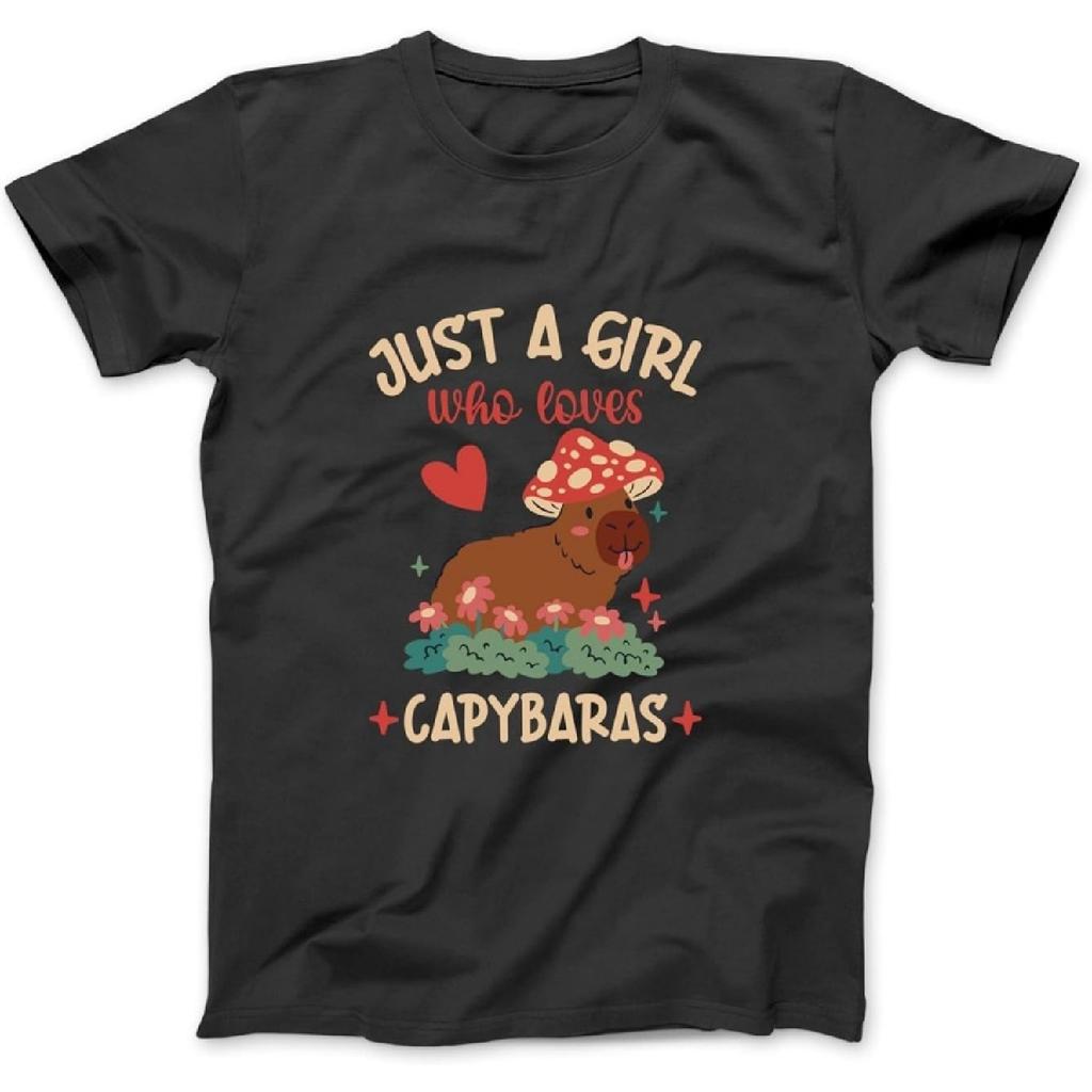 Solo Una Ragazza Che Ama i Capibara Amante dei Capibara Ragazza Capibara Manica Lunga, T-Shirt, Felpa, Felpa con Cappuccio per Uomini Donne Bambini Made in Canada Nero