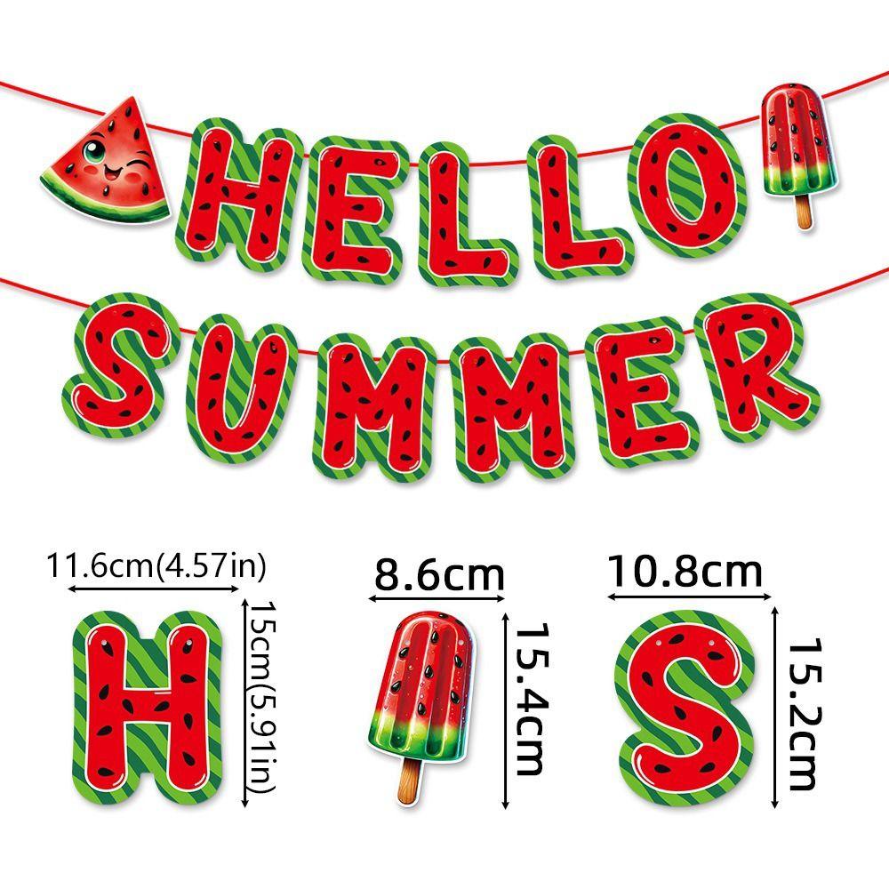 Paper Hello Summer Banner Festival Watermelon Spiral Hanging Flag  Party Favors
