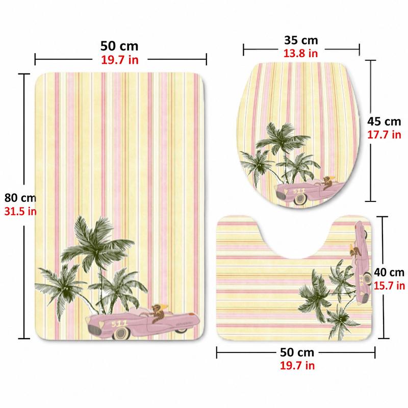 Summer Holiday (63) Flannel Toilet 3 Piece Set Soft Bathroom Toilet Seat Cover Non-Slip Bath Rug Home Bathroom Decor